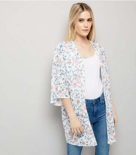White Floral Print Kimono | New Look