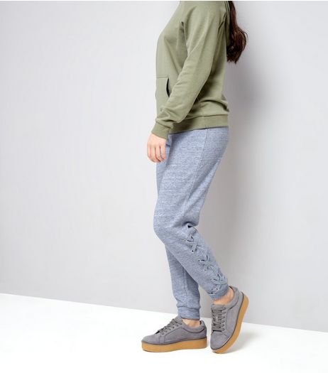 Teens Grey Lace Up Hem Joggers | New Look