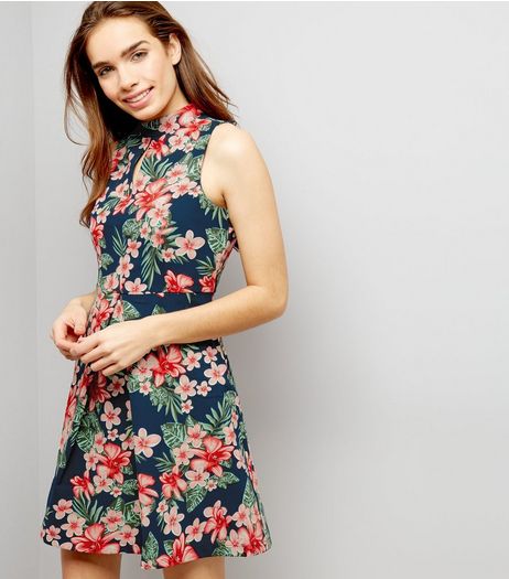 Blue Vanilla Navy Floral Print Dress | New Look