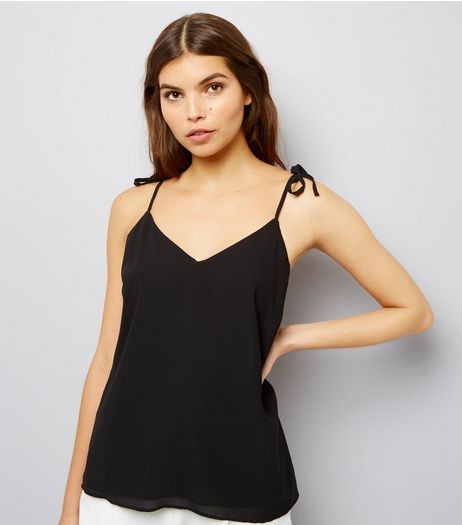 Black Tie Strap Cami Top | New Look