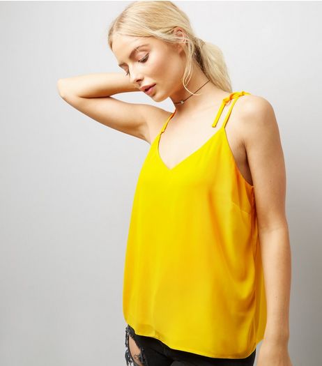 Yellow Tie Strap Cami Top | New Look