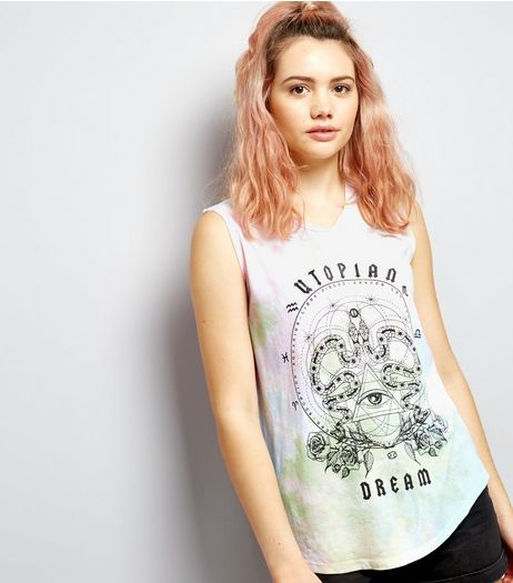 Multicoloured Utopian Tie Dye Print Tank Top | New Look