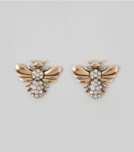 Gold Bumblebee Stud Earrings | New Look