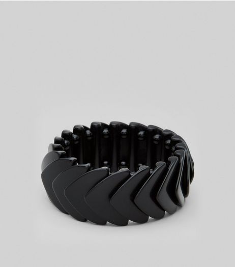 Black Plastic Stretch Bracelet | New Look