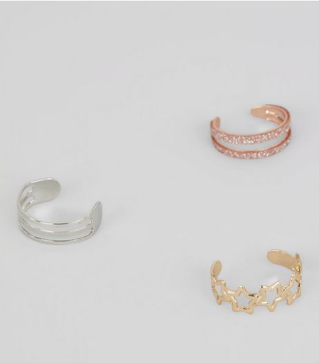 3 Pack Gold Toe Rings | New Look