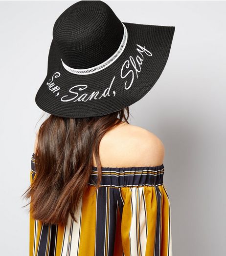 Black Sun Sand and Slay Print Hat | New Look