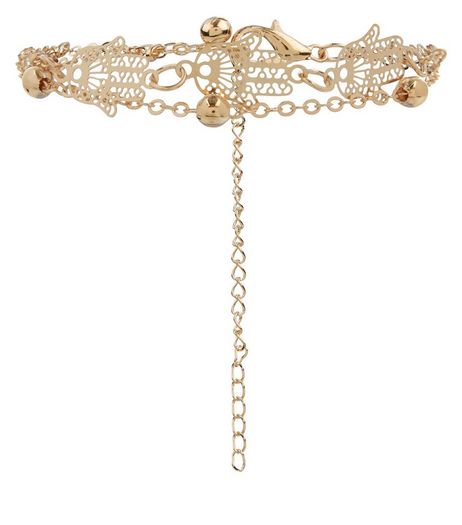 Gold Cut Out Hand and Ball Anklet | New Look