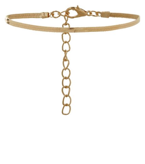 Gold Snakeskin Textured Chain Anklet | New Look