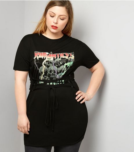Curves Black Corset Front Rock T-Shirt | New Look