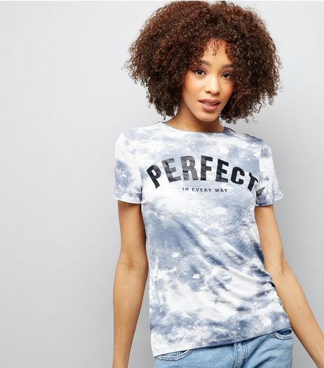White Tie Dye Perfect Print T-Shirt | New Look