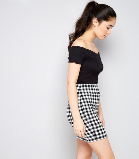 Teens Black Gingham Tube Skirt | New Look