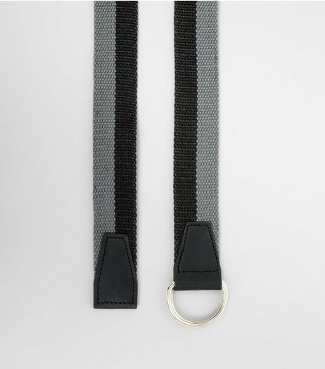 Grey and Black Stripe Textured Belt | New Look