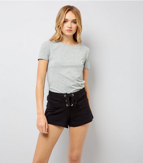 Black Lace Up Front Shorts | New Look