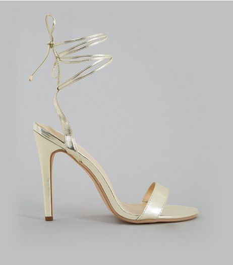 Gold Lace Up Heels | New Look