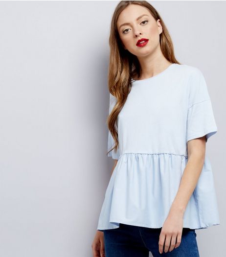 Blue Peplum Hem Short Sleeve T-Shirt | New Look