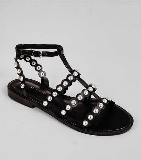 Black Stud Gladiator Sandals | New Look