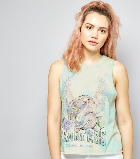 Mint Green Fearless Tie Dye Print Tank Top | New Look