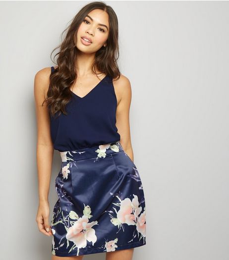 AX Paris Blue Floral 2 In 1 Dress | New Look
