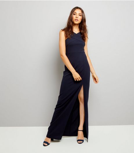 AX Paris Navy Split Front Maxi Dress | New Look