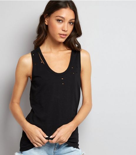 Black Ripped Vest | New Look