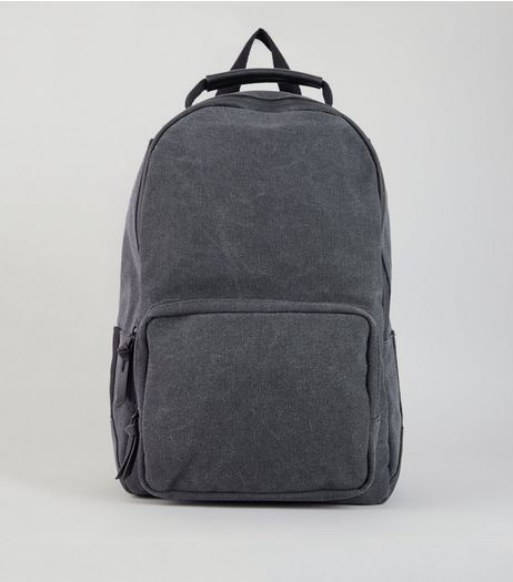 Black Washed Canvas Backpack | New Look