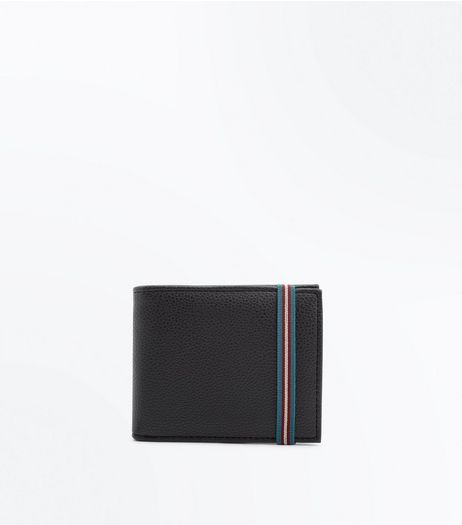 Black Stripe Elastic Textured Wallet | New Look