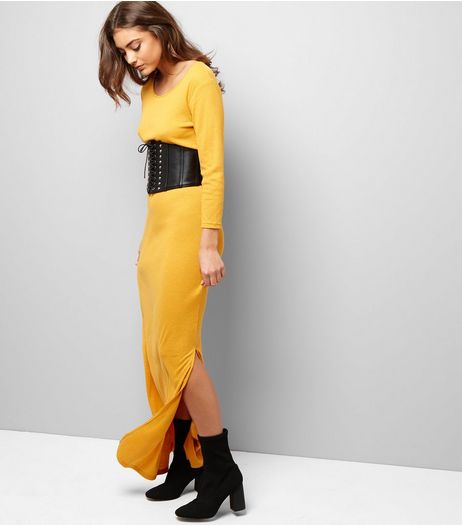 Black Wide Corset Studded Belt | New Look
