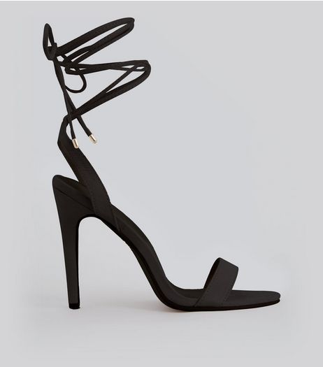 Black Suedette Ankle Lace Up Heels | New Look
