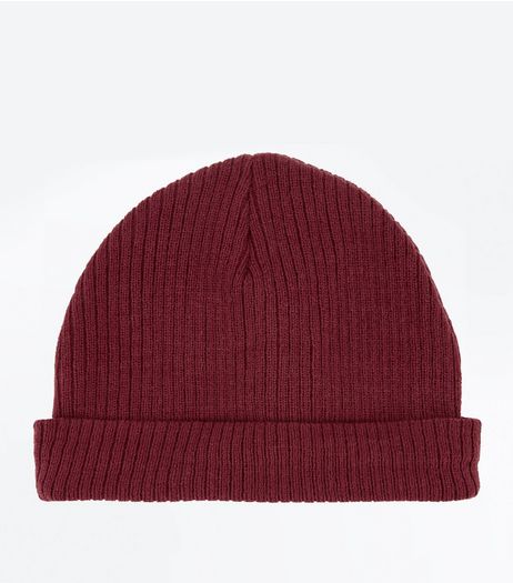 Burgundy Ribbed Beanie | New Look