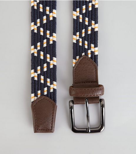 Navy Zig Zag Elasticated Belt | New Look