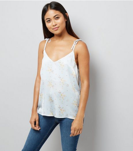 Petite Blue Floral Print Sateen Cami Top | New Look