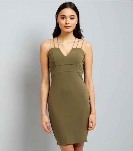 AX Paris Olive Green Strappy Dress | New Look