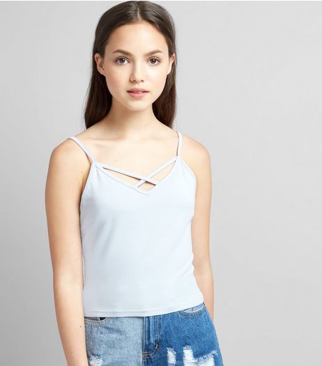 Teens Pale Blue Cross Front Cami | New Look