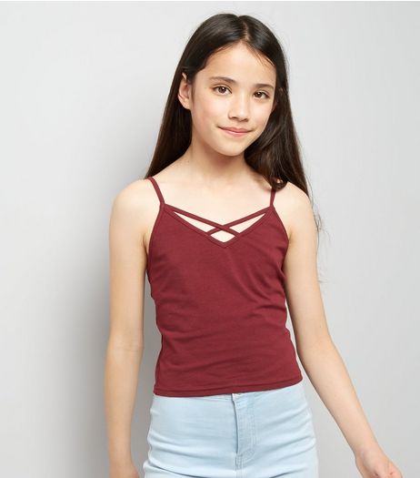 Teens Burgundy Lattice Front Cami | New Look