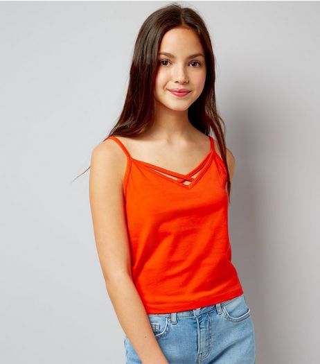 Teens Orange Cross Front Cami | New Look
