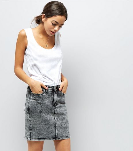 Black Acid Washed Denim Skirt | New Look