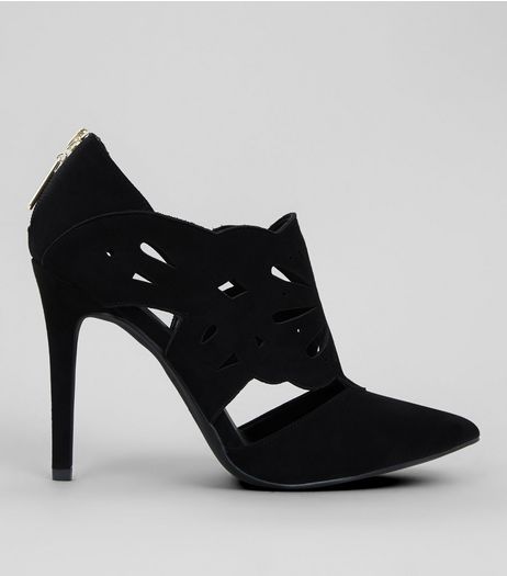 Black Suedette Lazercut Shoe Boot | New Look