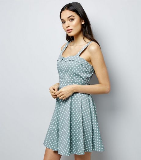 Apricot Mint Green Polka Dot Print Vintage Tea Dress | New Look