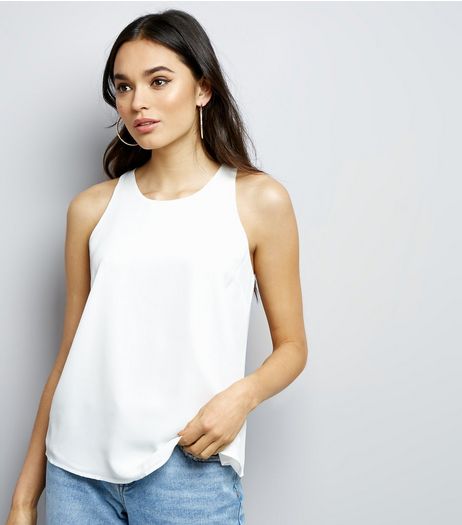 Apricot White Zip Trim Racer Back Vest | New Look