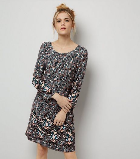 Apricot Black Abstract Print Swing Dress | New Look