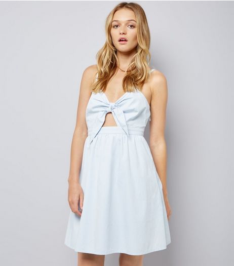 Pale Blue Bow Front Sundress | New Look