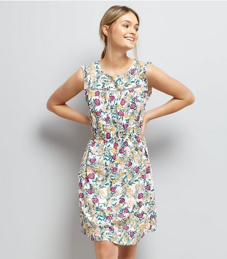 White Floral Print Ladder Trim Dress | New Look