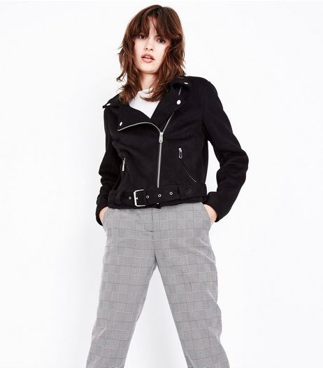 Black Suedette Biker Jacket | New Look