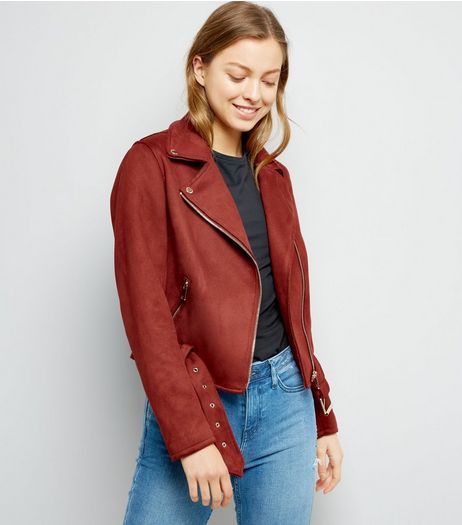 Brown Suedette Biker Jacket | New Look