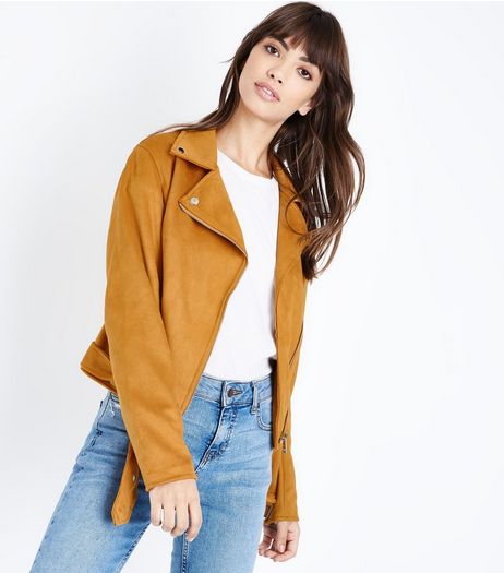 Yellow Suedette Biker Jacket | New Look