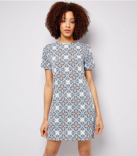 Blue Tile Print Tunic | New Look