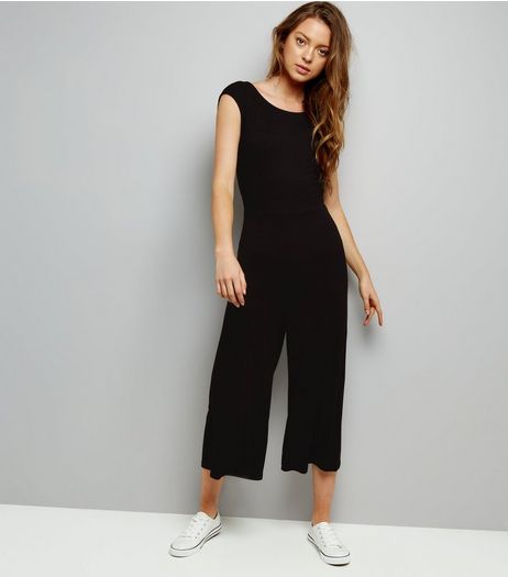 Black Twist Back Culotte Jumpsuit | New Look