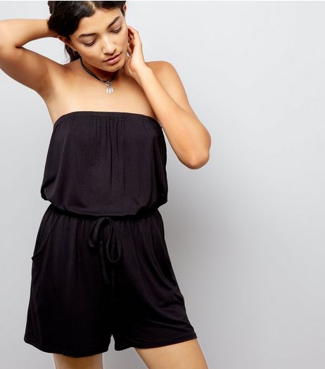 Black Bandeau Playsuit | New Look