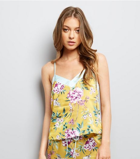 Yellow Floral Print Pyjama Cami Top | New Look