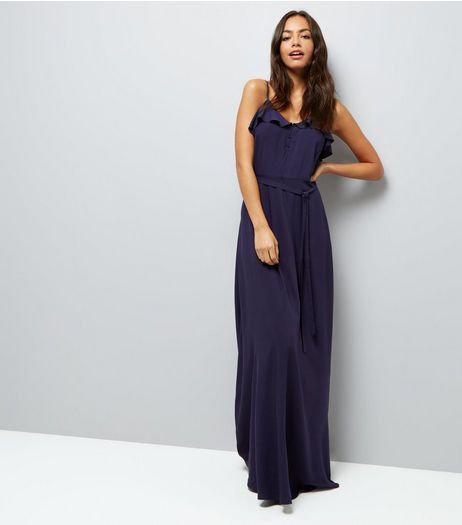 Navy Frill Trim Maxi Dress | New Look